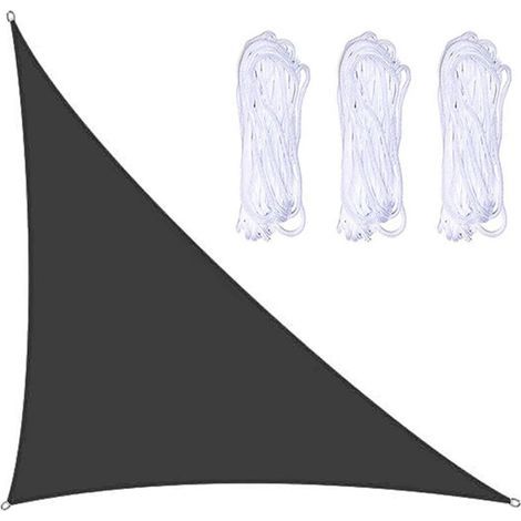Voile d'ombrage rectangulaire. 3 x 4 x 5 m. Avec 3 cordes. Idéale pour le jardin, la terrasse, les fêtes, la cour et le camping (noire). (1/5)