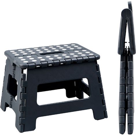 Escalón Plegable - Taburete Plegable - 22 x 22 x 29 cm - Charge Maximale 120 kg - Noir Gris