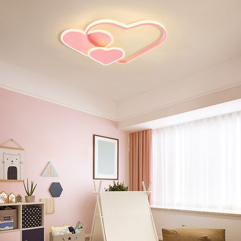 Plafonnier rose de 52cm, plafonnier en forme de cœur, plafonnier LED à intensité variable avec télécommande, Luminaire (1/5)