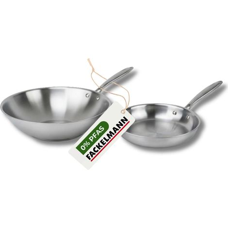 Set de 2 poêles de cuisson 24/28 cm en inox sans PFAS Fackelmann Vita3 (1/5)