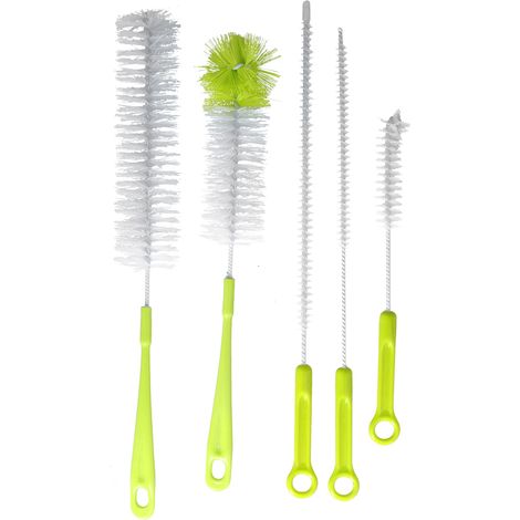 5-teiliges Set Wasserflaschenbürsten mit langem Griff – Reinigt Flaschen mit schmalem Hals, Babyflaschen und Kaffeemühlen – Grün (1/5)