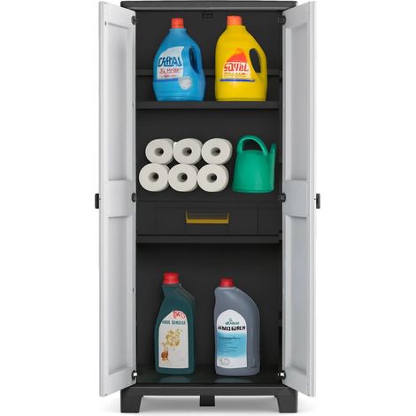 Viddalba Gartenschrank 80x44x182 cm Grau, 4 Böden