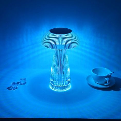 Crystal Mushroom Night Light, Mini LED Mushroom Lamp, Decorative Light, USB Charging, Portable Bedroom Bedside Lamp for Office/Bedroom (Transparent) (1/2)