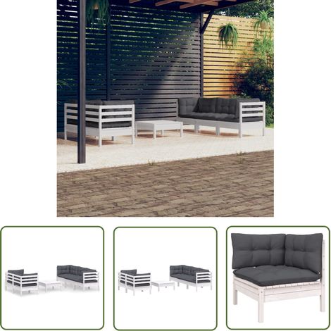 Salon de jardin 6 pcs - Canapé de jardin - Ensembles de Meubles d'exterieur - avec coussins anthracite Bois de pin Chic-382314 (1/5)