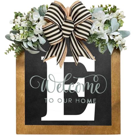Guirlande De Porte - Plaque En Bois Avec Lettre Personnalisable - Décoration Extérieure Pour Entrée Ou Mur - Idéal Pour Accueil Annuel - 1 Pièce (1/4)