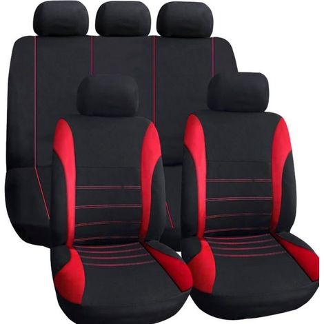 Housses de siège de voiture universelles noires et rouges, accessoires d'intérieur de voiture, coussin de siège auto de style sport (1/5)