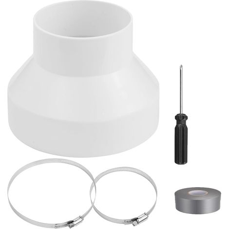 Réducteur de Ventilation 150 mm à 100 mm, Adaptateur de Tuyau Rond en ABS avec Colliers de Serrage en Acier Inoxydable, Raccord pour Conduits de Ventilation Hotte Climatiseur Extracteur d Air (1/5)