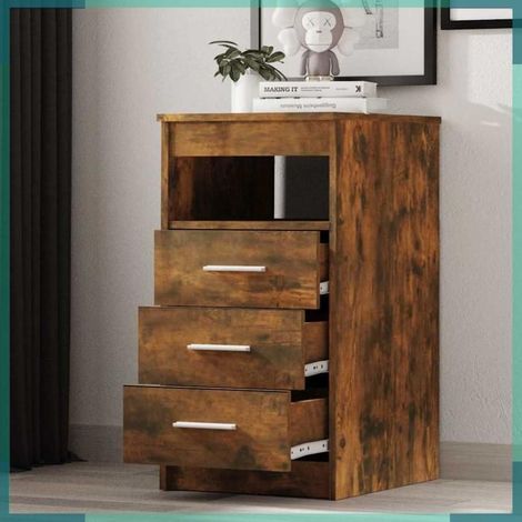 815093 Armoire à tiroirs Chêne fumé 40x50x76 cm Bois d'ingénierie (1/5)