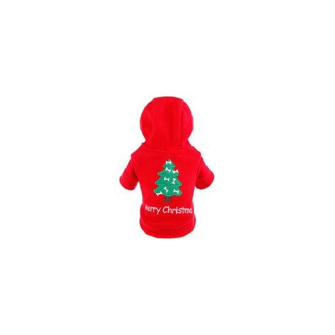 Manteau à capuche imprimé arbre de Noël pour chiot, vêtement chaud automne hiver, XS –