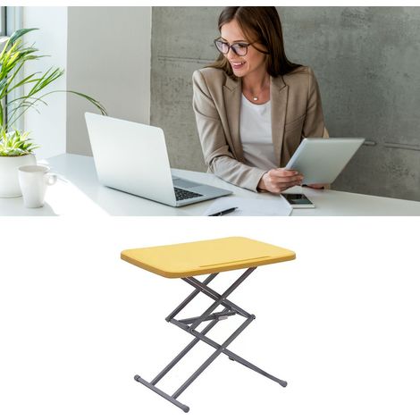 Table pliante réglable en quatre positions, table d'étude pour ordinateur à hauteur réglable, table de repas portable d'extérieur, table d'intérieur, jaune, 64 x 44,5 x 69 cm (1/5)