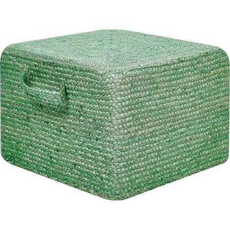 Pouf iuta naturale beige 45 x 45 cm pouf imbottitura in EPS maniglie accessori Dhadar
