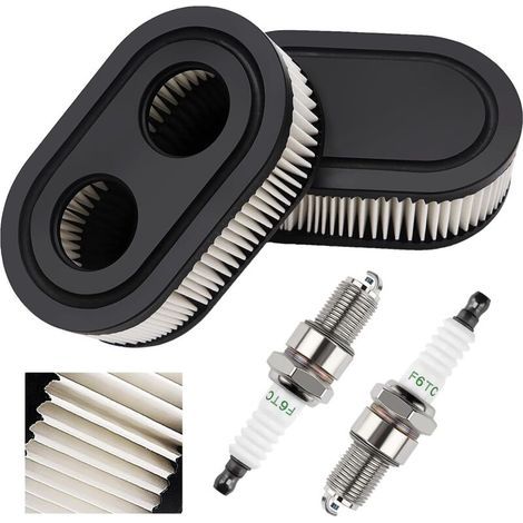 2 Pièces Filtre à Air Tondeuse à Gazon et 2 Pièces Bougies d'allumage, Compatibles avec Briggs & Stratton 798452 593260 Moteur (1/5)
