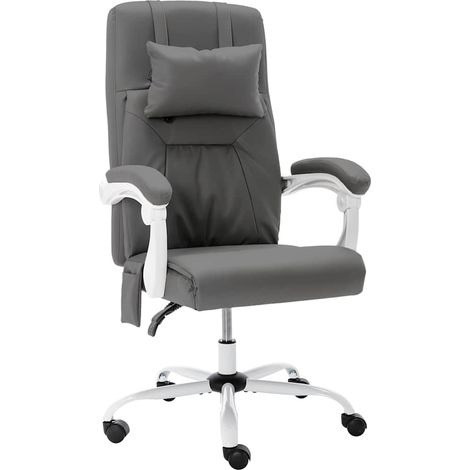 vidaXL Silla de oficina de masaje cuero sintético gris (1/5)