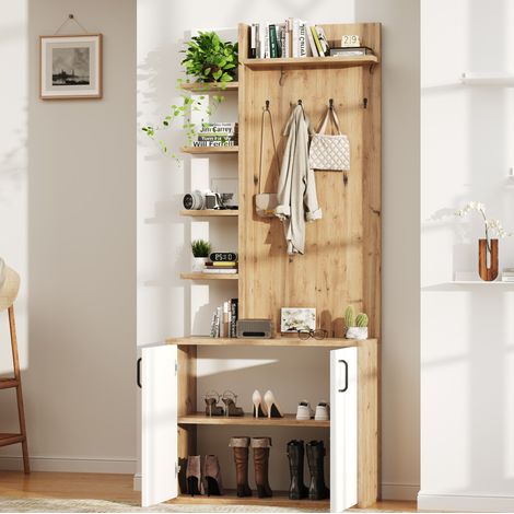 Schuhschrank mit 6 Ablagen und 2 Türen 75x33x180 cm OKMYHOME (1/5)