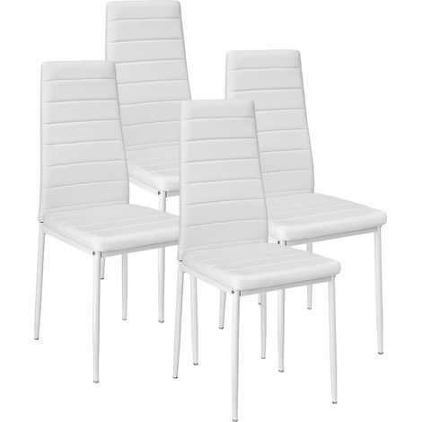 4 x Sillas de comedor Silla de cocina blanca Sillas de silla Línea horizontal (1/5)