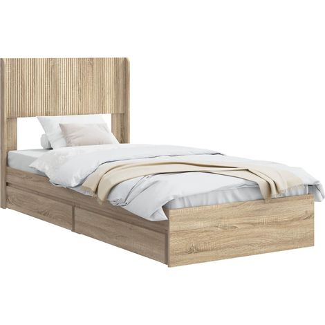 Bed Frame with Storage and Headboard Sonoma Oak 75 x 190 cm vidaXL (1/5)