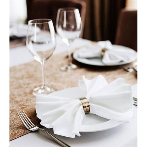 Serviettes table tissu réutilisables lot de 24 douces polyester 43x43 cm blanches, événements mariages repas familiaux fêtes (1/4)