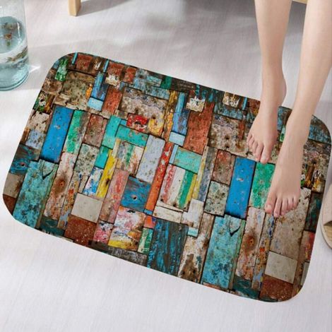 Tapis et carpettes de Bain en Bois de Couleur 3D, Tapis de Flanelle en Caoutchouc antidérapants, Tapis de Salle de Bains, Tapis de Sol décoratifs 40x60cm (1/5)