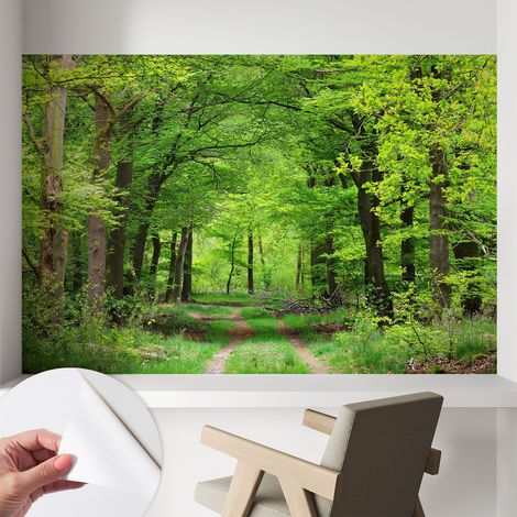 Carta da parati autoadesiva - impermeabile - murale da parete - decorazione murale - Sentiero nel bosco 104x70 cm (1/5)