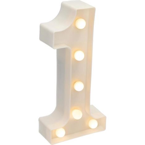 LED Light-Up Number, Warm Light 3000K, White Plastic, Indoor Decoration (1/5)