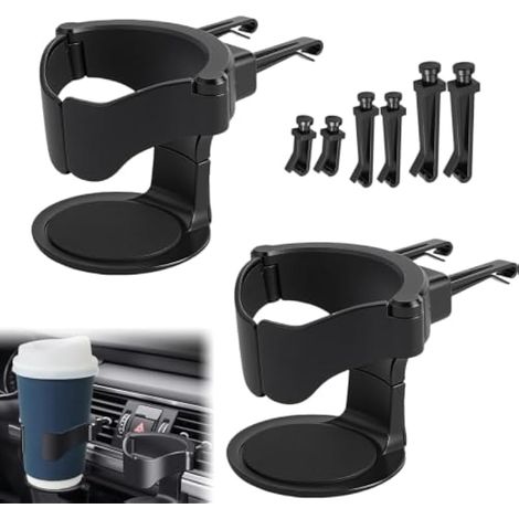 Lot de 2 porte-gobelets de voiture, réglables, pour ventilation de voiture, avec clips, pliable, porte-bouteille d'eau, porte-tasses, universel, pour la plupart des véhicules (1/5)