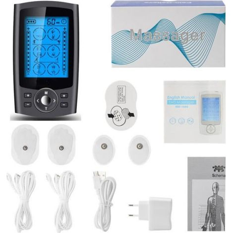 Électrostimulateur tens Anti-Douleur et électrostimulation Musculaire EMS - 24 programmes de Massage + sortie double canal Blanc) (1/4)