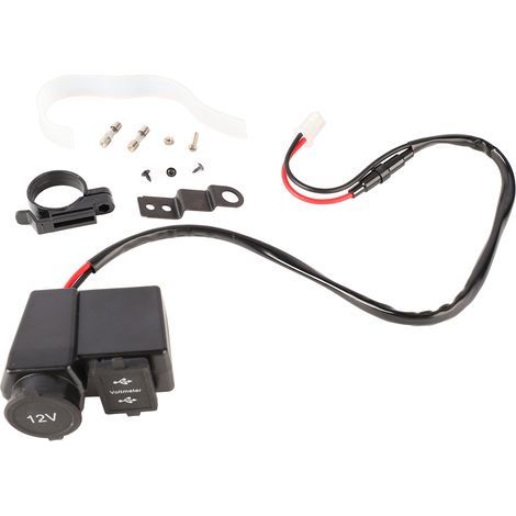 Chargeur de téléphone de moto avec prise allume-cigare 4,2a, double Port USB, affichage de la tension, sûr pour Scooter, voltmètre de moto + (1/5)