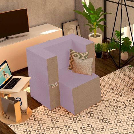 Baldiflex Poltrona Morbida Convertibile in Pouf color Lilla Praticha (1/5)