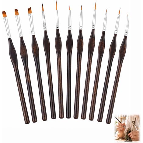 11 Pièces Pinceaux Détail Fins, Pinceau Miniature Modelisme pour Acrylique Aquarelle Huile Gouache, Kit Pinceau Figurine Miniature Modélisme Peinture par Numéros avec Poignées Ergonomiques (1/5)