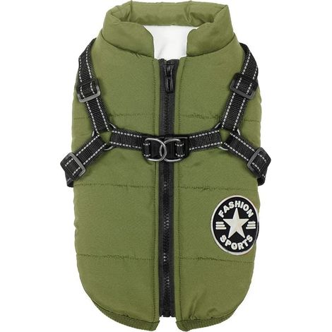 NineClouds Vêtements pour chiens pour petits chiens Manteau pour chien Veste d'hiver imperméable Gilet chaud Vêtements pour chien Hiver chaud (ArmyGreen, L) (1/5)