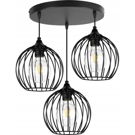 Schwarze Hängelampe mit LED-Kronleuchter (1/5)