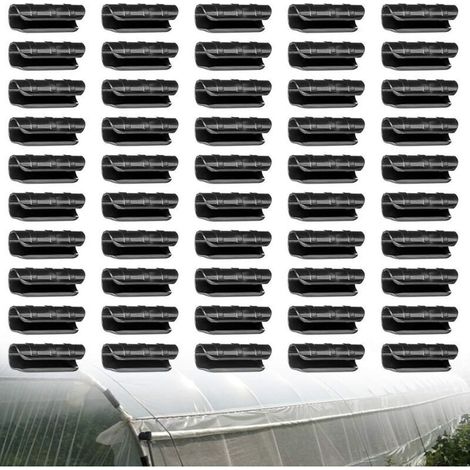 50 Pcs Serre Tuyau Tube Film Clip Clips Bâtiments de Jardin Plante Plastique Film Net Tuyau Fixe Connecteur Accessoires Outils Serre pour Serre de Jardin Tunnel Surface Bâches 25mm Serre Clips H235 (1/4)
