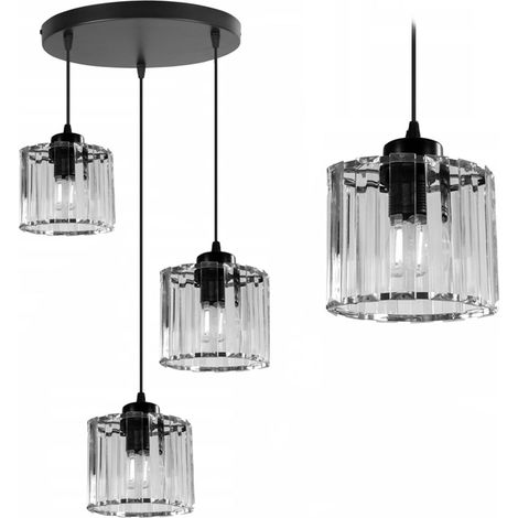 LAMPADA A SOSPENSIONE APP513-3CPR CRISTALLO NERO 3-PUNTI LUCE E27 13X30X12-82CM REGOLABILE