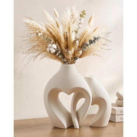 Weiße Dekovasen, herzförmige Keramikvase (2er-Set), minimalistische Dekovase für Tischdekoration, Hochzeit, Esszimmer, Wohnzimmer, Büro, Zuhause (1/5)