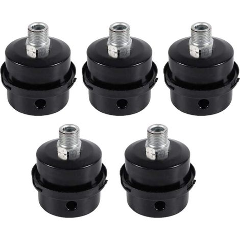 Air Compressor Silencer Filter, 5 Pcs Male Thread Metal Shell Black Metal Silencer Filter for Air Compressor (16mm) (1/3)