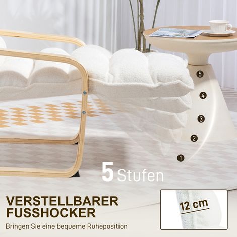 Fauteuil lounge avec pied de lit,polaire Sherpa pour le salon,chaise berçante avec accoudoir,fauteuil inclinable,fauteuil de lecture blanc