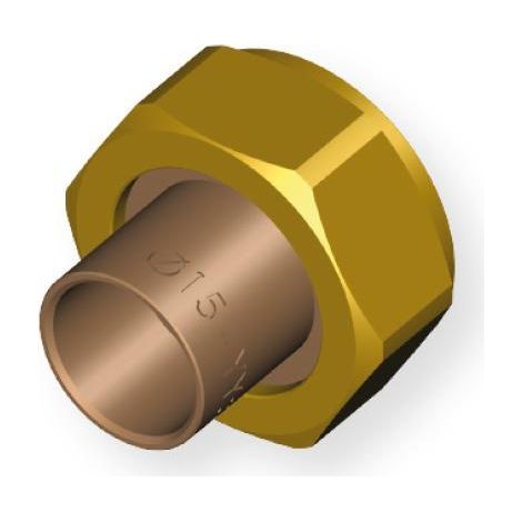 Raccordo a saldare in bronzo per tubi rame codolo con dado 12 mm 3/4  tenuta conica teco k2cs1201 (1/3)