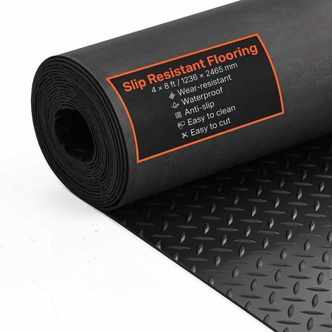 Tapis de Sol Garage Rouleau Caoutchouc SBR Motif Diamant 3D Étanche 1236x2465 mm Épaisseur 3 mm Noir Salle de Sport (1/5)