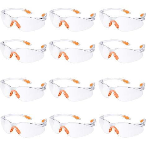 Lot de 12 Lunette de Sécurité Lunettes de Protection Travail avec Lentilles Transparentes Anti-Buée Lunette Protection pour Jardin Laboratoire Chimie (1/4)