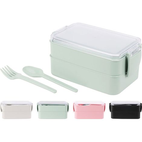 Lunchbox, 2 Platten + Besteck, 183 x 103 x 86 mm, Buntfarben