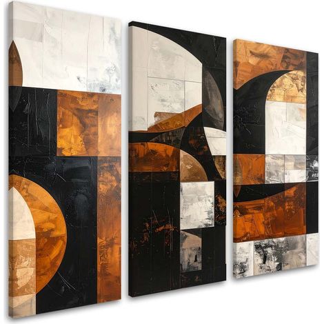 Set de tableaux sur toile  Abstraction géométrique marron figures 3 x 60x120 (1/4)