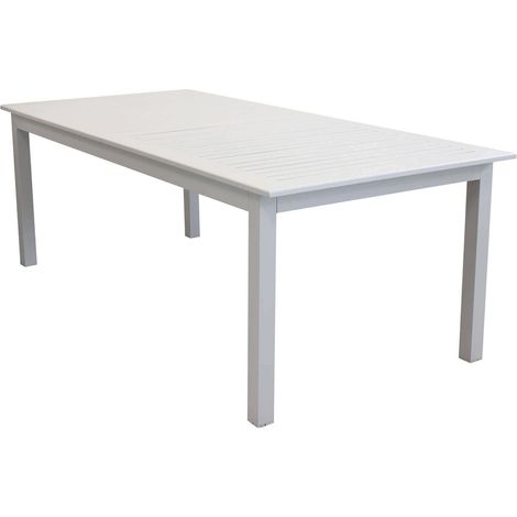 Tavolo estensibile 220/280 cm da giardino con struttura in alluminio e piano effetto doghe orizzontali Eracle -  Beige