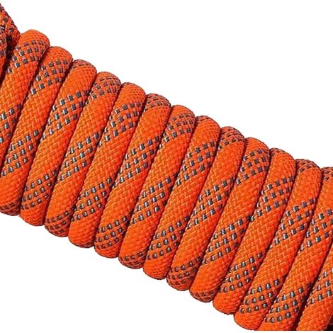 Corde d'escalade extérieure de 12 mm et 10 m (33 pi) - Corde de sécurité pour l'alpinisme et l'évacuation - Orange/Bleu (1/5)