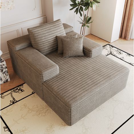 Sofá chaise longue de pana, 175 x 159 x 83 cm, sin montaje, camel OKMYHOME (1/5)
