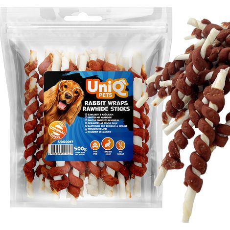 Snack in pelle di coniglio Uniq Pets per cani, 500 g (1/4)