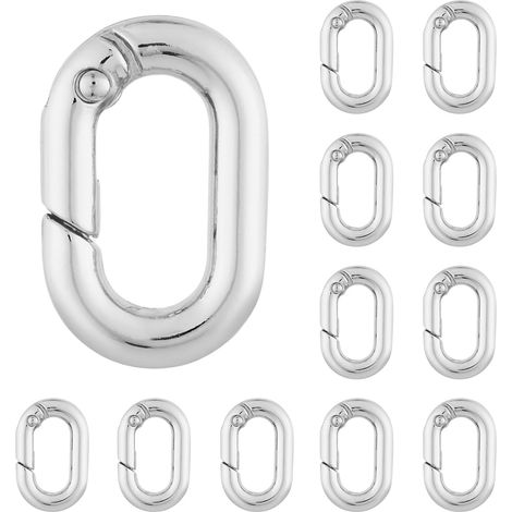 Lot de 12 mousquetons ovales à ressort pour porte-clés, randonnée et escalade. (1/5)
