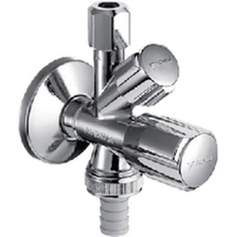 Robinet Équerre Combiné - 15 x 21 mm - Chromé - Avec Clapet Anti-Retour - Pour Raccordement Appareil - 1 Pièce (1/2)