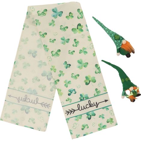 Napperon de table vert trèfle 190 cm x 33 cm pour décoration fête Patrick's Day (1/5)