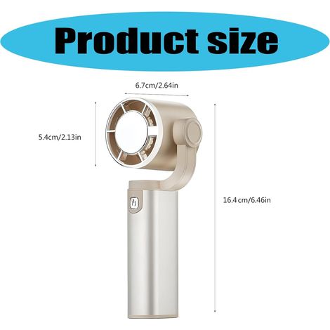 mini ventilateur portable d'extérieur à 5 vitesses, rotation à 180 degrés,Port Type-C,Haute capacité de 3600 mAh,(Kaki) (1/4)