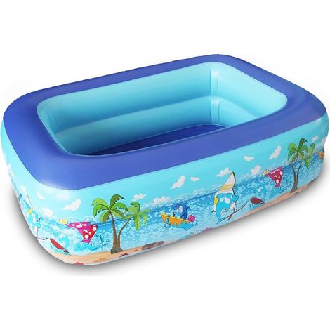 Kinderpool, Aufblasbarer quadratischer Pool, Aufblasbarer Planschbecken, Planschbecken, Quadratisches Planschbecken, Kinderaufblaspool, Wasserpool für Kinder Innen und Außen (1/5)